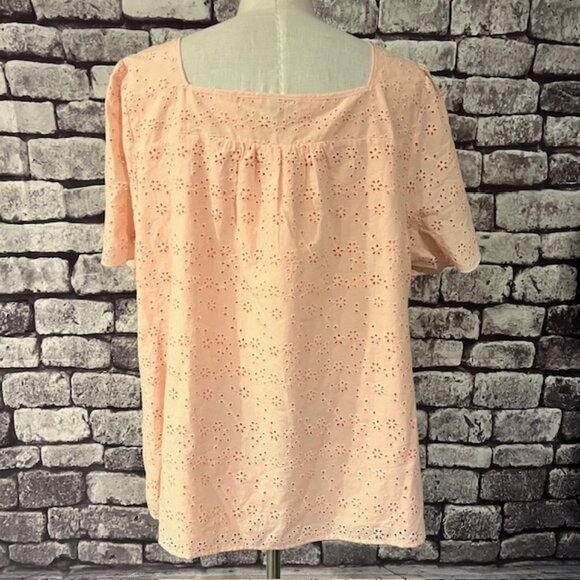 Talbots NWT Peach Eyelet Fabric Blouse Size 2X - Picture 6 of 8